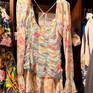 MAJORELLE Cream and Pastel Floral Dress